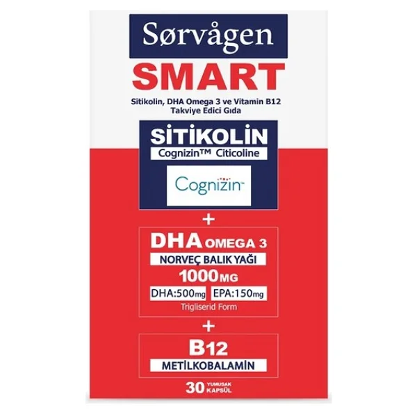 Sorvagen Smart Sitikolin DHA Omega 3 ve B12 30 Kapsül 2'li - Görsel 4