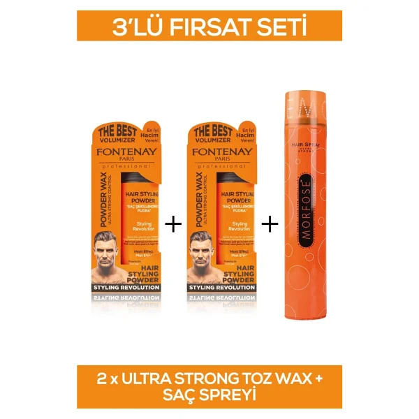Fontenay Saç Şekillendirici Pudra Toz Wax Ultra Strong Turuncu 20gr X2 + 400ml Saç Spreyi 3'lü Set - 1 - Görsel 4