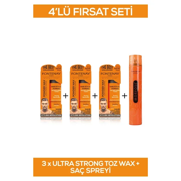 Fontenay Saç Şekillendirici Pudra Toz Wax Ultra Strong Turuncu X3 + Saç Spreyi 400ml 4'lü Set - 1 - Görsel 4