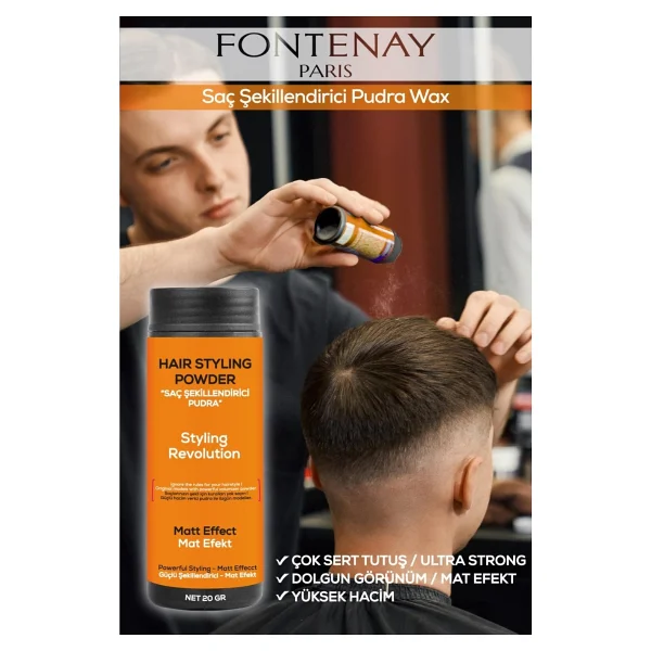 Fontenay Saç Şekillendirici Pudra Toz Wax Ultra Strong Turuncu X3 + Saç Spreyi 400ml 4'lü Set - 1 - Görsel 3