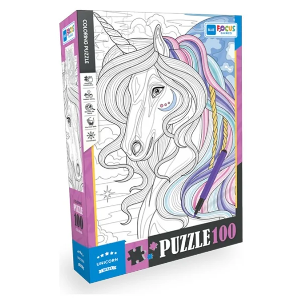 Blue Focus Unicorn Boyanabilir 100 Parça Puzzle Bf383 - Görsel 6