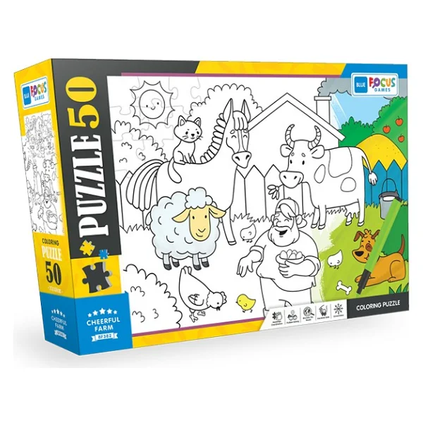 Blue Focus Neşeli Çiftlik 50 Parça Boyanabilir Puzzle Bf382 - Görsel 6