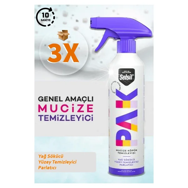 Selsil Pak Mucize Köpük Temizleyici Sprey 500 Ml 3'lü - Görsel 7