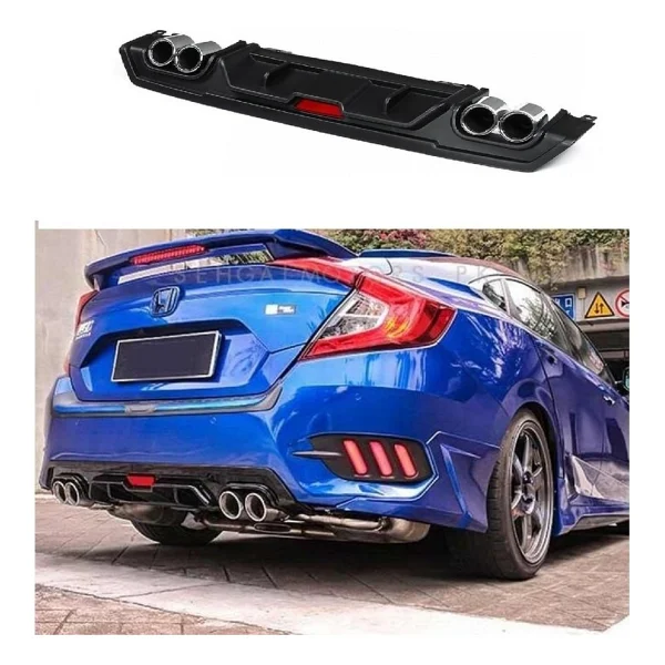 Drs Tuning Honda Civic Fc5 Turbo Difüzör 2017 Arka Tampon Eki Siyah - Görsel 2