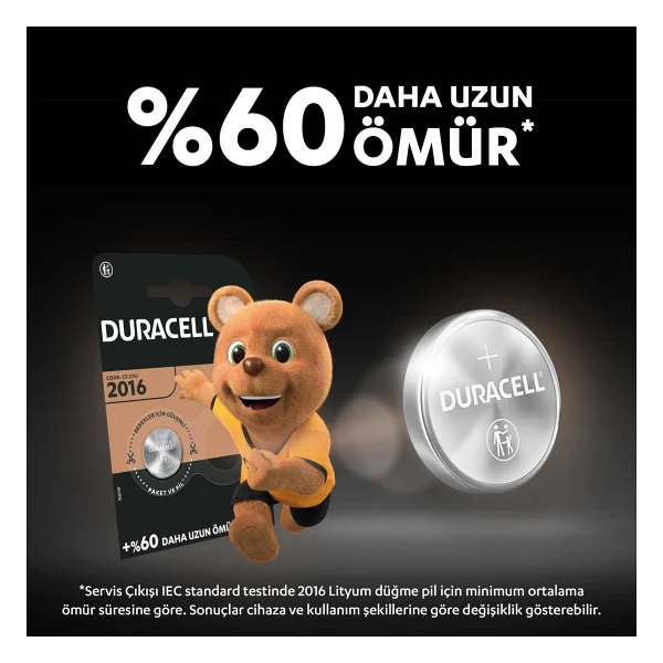 Duracell Dl/Cr 2016 Lityum Düğme Pil 3 Volt 2'li Paket - Görsel 6