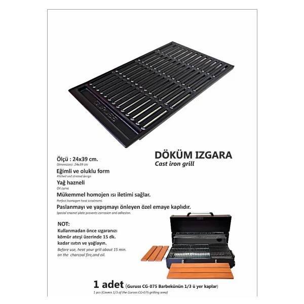 Guruss Cg-075 Tam Set Kırmızı Kömürlü Barbekü Mangal - Görsel 4