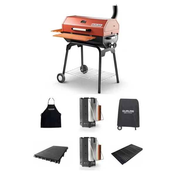 Guruss Cg-075 Tam Set Kırmızı Kömürlü Barbekü Mangal - Görsel 2