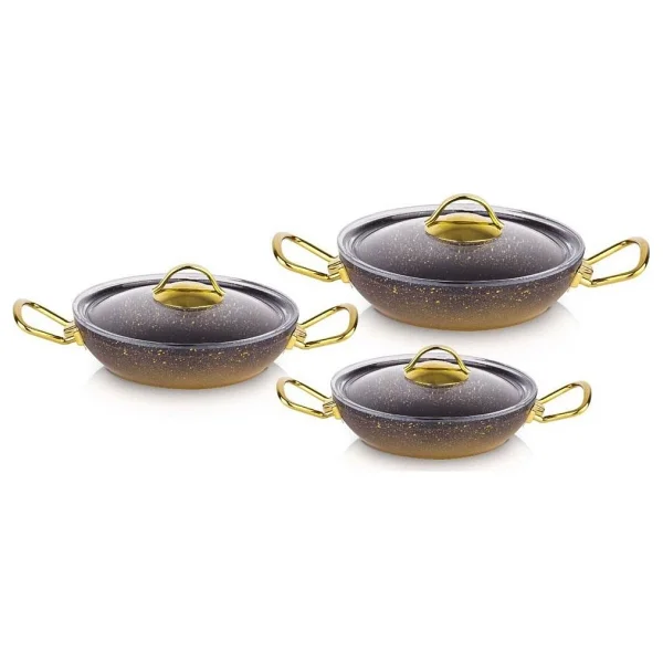 Oms 3032 Gold 6 Parça Kapaklı Granit Sahan Seti - Görsel 2