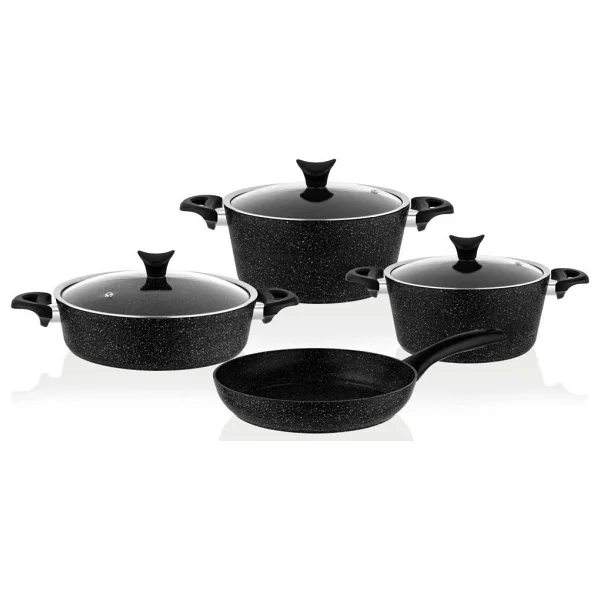 Taç Tac-3455 Master Cook Siyah 7 Parça Granit Tencere Seti - Görsel 2