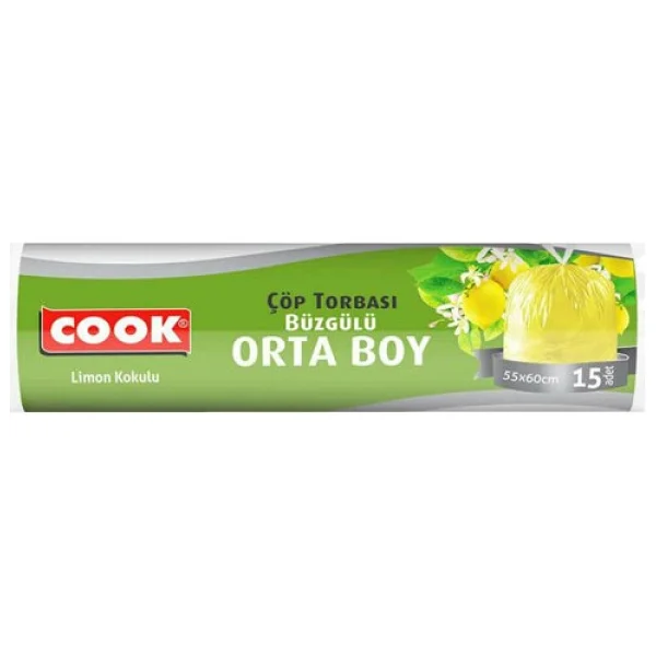 Cook Limon Kokulu Büzgülü Orta Boy Çöp Poşeti 15'li - Görsel 3