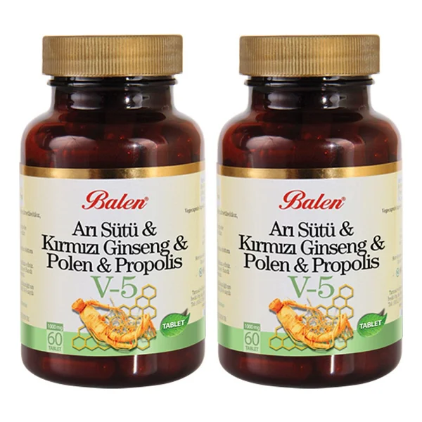 Balen V5 Arı Sütü Kırmızı Ginseng Propolis 60 Tablet 2'li - Görsel 2