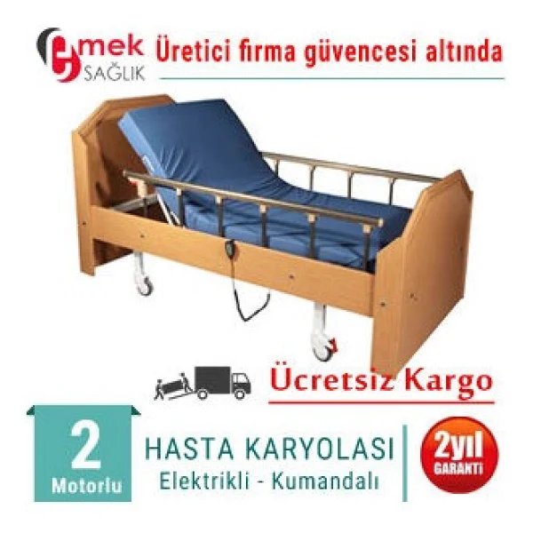 Emek Sağlık 2 Motorlu Ev Tipi Ahşap Hasta Karyolası - Görsel 2