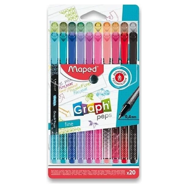 Maped 0.4 mm Desenli 20 Renk Keçeli Kalem