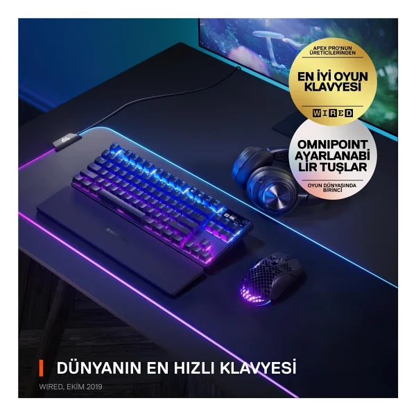 Steelseries Apex Pro Tkl RGB 2023 Omnipoint Switch Kablolu/Kablosuz Mekanik Oyuncu Klavyesi - Görsel 3
