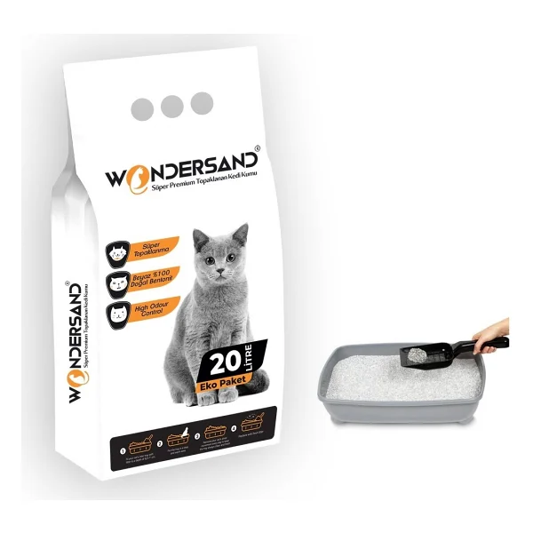 Wondersand Kokusuz Kalın Taneli 20 lt Beyaz Bentonit Kedi Kumu - Görsel 2