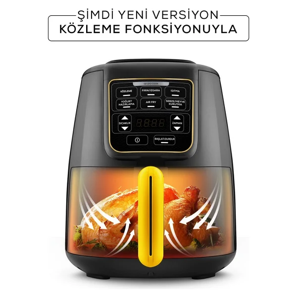 Karaca Air Pro Cook Köz XL Airfryer 4 Lt Yağsız Space Gray Black Fritöz - Görsel 6