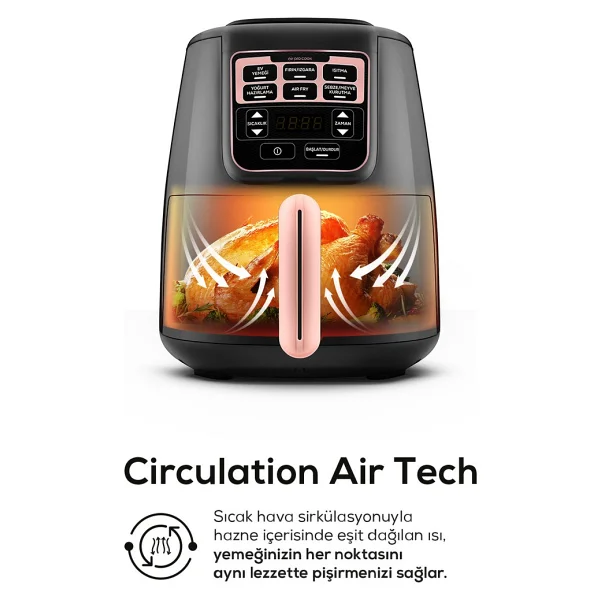 Karaca Air Pro Cook XL 2in1 Airfryer 4 Lt Konuşan Yağsız Rose Gold Fritöz - Görsel 5