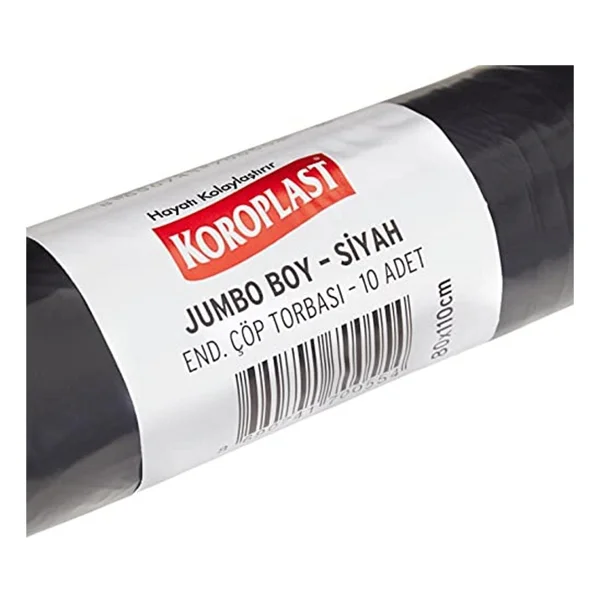Koroplast Eko Endüstriyel Jumbo Boy Siyah Çöp Poşeti 10'lu - Görsel 2