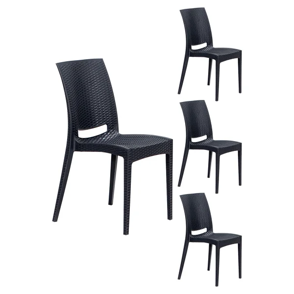 Mobetto 4 Adet Rattan Antrasit Sandalye / Balkon-Bahçe-Teras - Renkli - Görsel 4