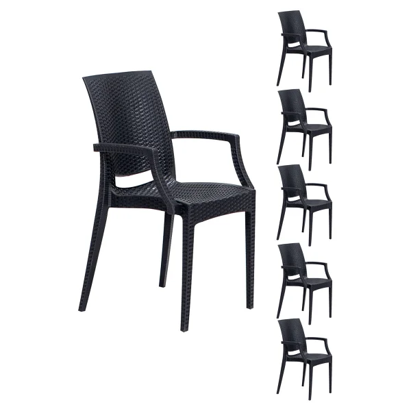 Mobetto 6 Adet Rattan Lüx Antrasit Sandalye / Balkon-Bahçe-Teras - Görsel 6