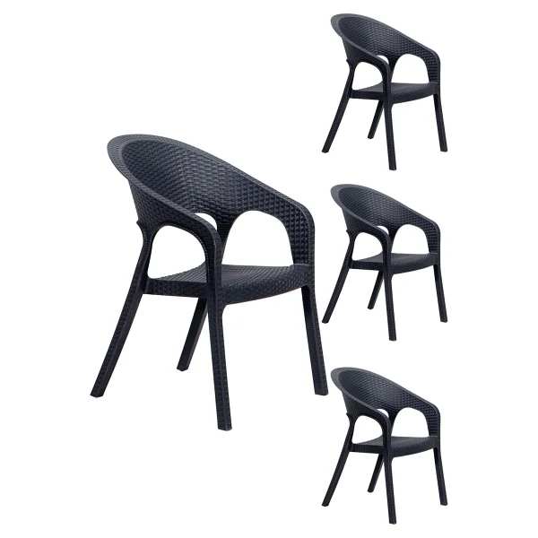 Mobetto 4 Adet Garden Antrasit Sandalye / Balkon-Bahçe-Teras - Renkli - Görsel 4