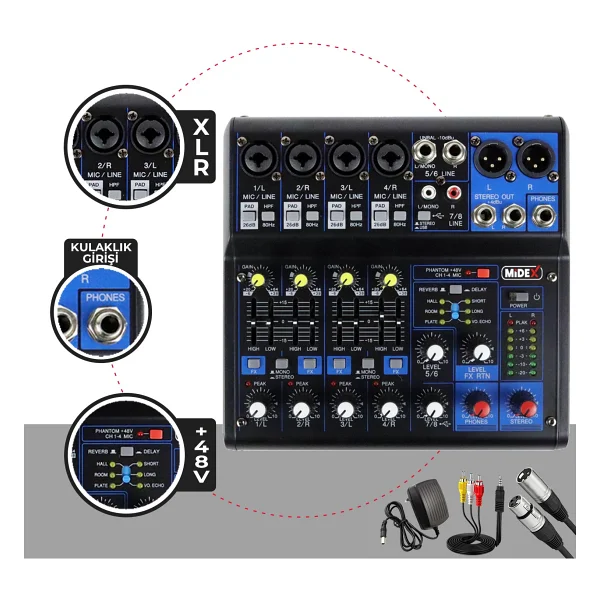 Midex Mdx-06fxu 6 Kanal Ses Mikseri - Görsel 5
