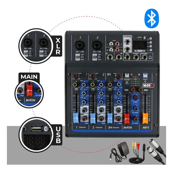Midex Mdx-45s 4 Kanal Ses Kartlı Ses Mikseri - Görsel 2