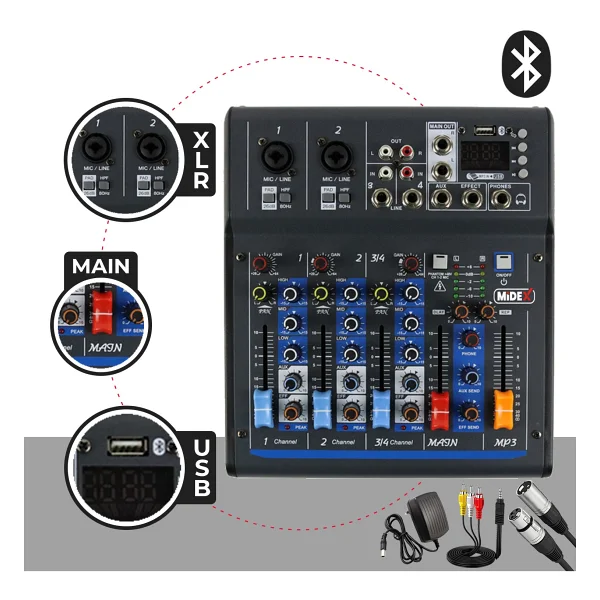 Midex Mdx-45s 4 Kanal Ses Kartlı Ses Mikseri - Görsel 3