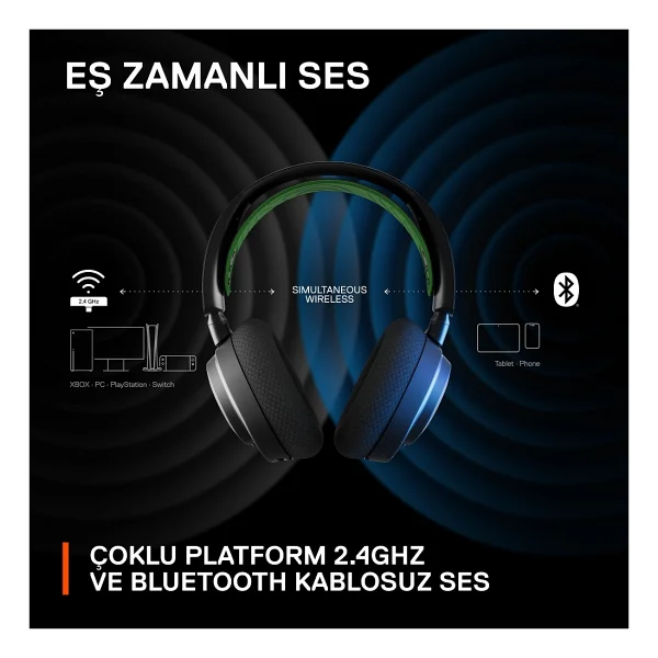 Steelseries Arctis Nova 7x Siyah Kablolu/Kablosuz Kulak Üstü Oyuncu Kulaklığı - Görsel 6