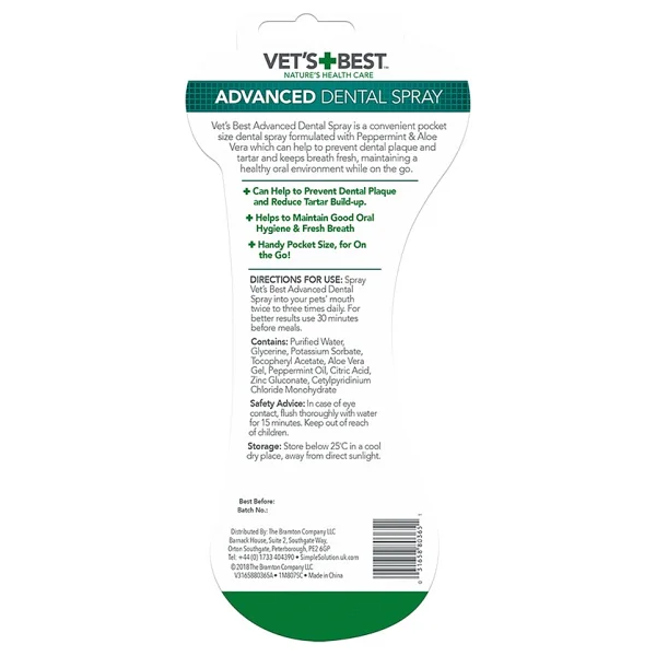 Vet's Best Aloe Veralı Ve Naneli 14 Ml Köpek Ağız Ve Diş Bakım Spreyi - Görsel 2