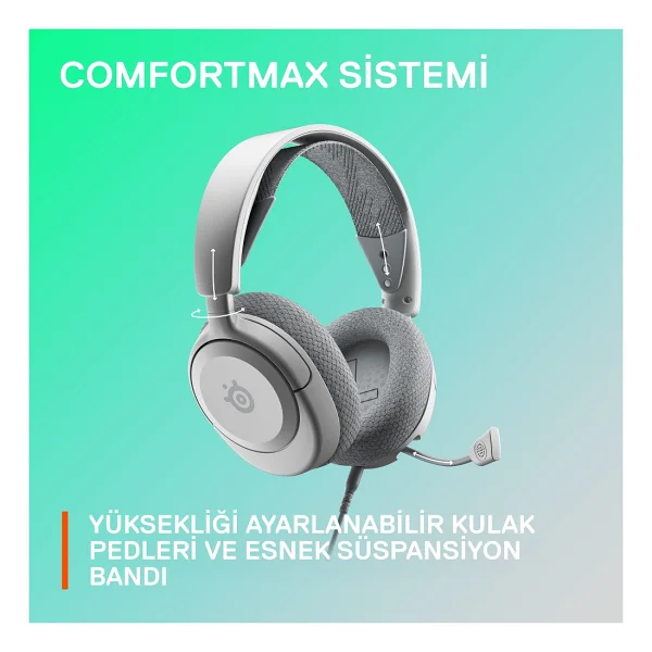Steelseries Arctis Nova 1 Kablolu Mikrofonlu Oyuncu Kulaklığı - Beyaz - Görsel 8