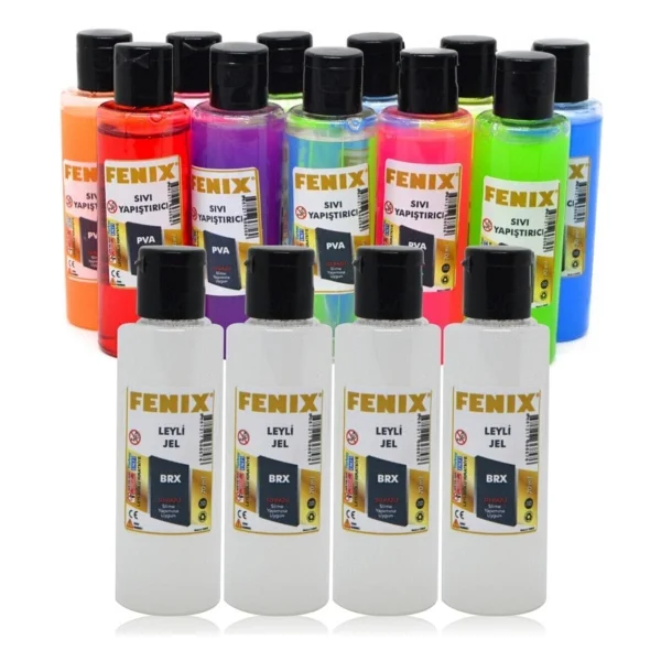 Fenix 16 Parça Slime Yapım Seti - 12 Adet Slime Slaym Jeli + 4 Adet Sıvı Boraks.Hsx - Görsel 2