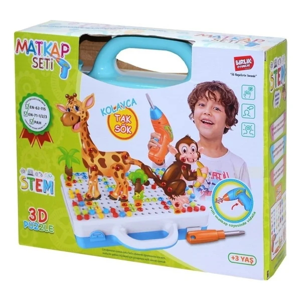 Birlik Oyuncak 3d Stem Eğitici Matkap Seti Hayvanlar Urt014-001 - Görsel 2