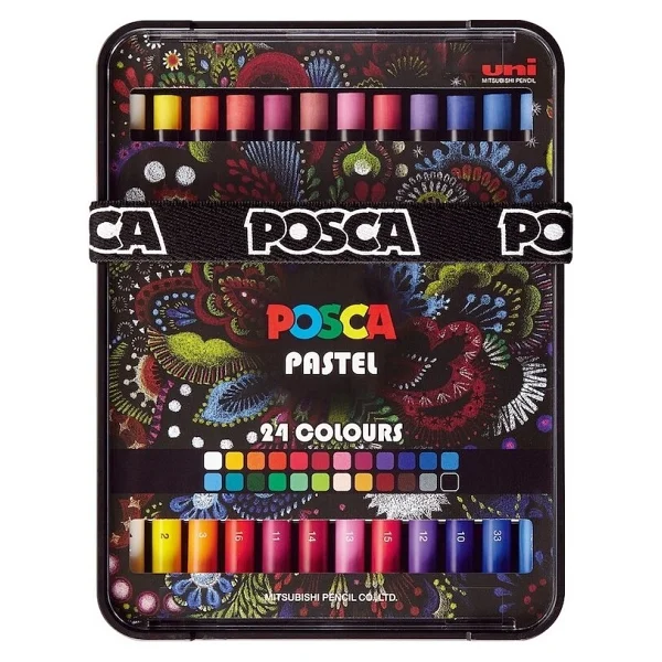 Uni-Ball Posca Kutulu 24'lü Pastel Boya Kalemi - Görsel 6