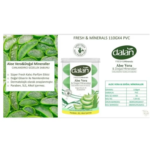 Dalan Fresh Minerals Aloe Vera 4x110 Gr Duş Sabunu - Görsel 2