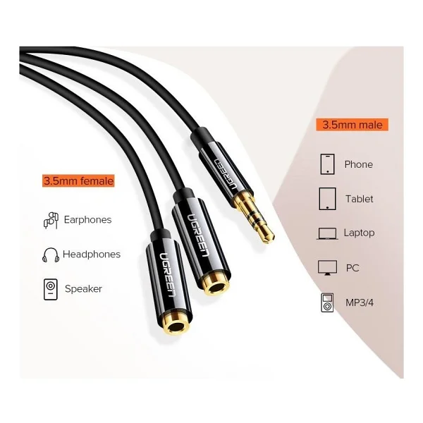 Ugreen 3.5mm 2'li Aux Kulaklık Çoklayıcı Beyaz - Görsel 5