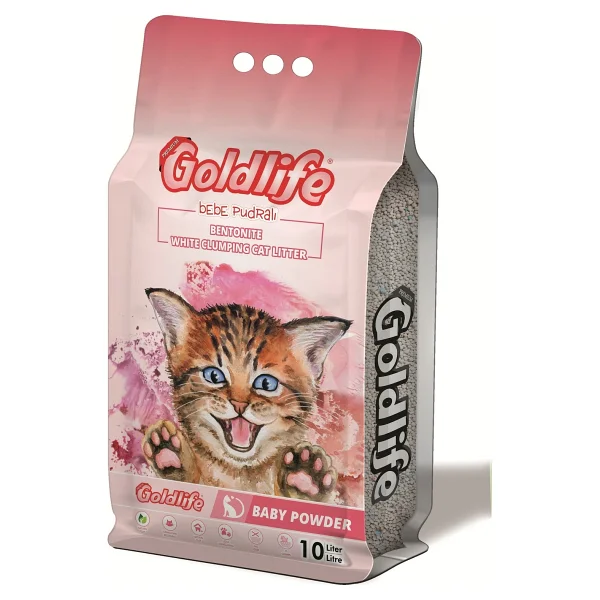 Goldlife Bebek Pudrası Kokulu 10 lt İnce Taneli Bentonit Kedi Kumu - Görsel 8