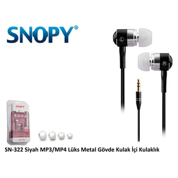 Snopy Sn-322 Siyah Kablolu Kulak İçi Kulaklık - Görsel 3