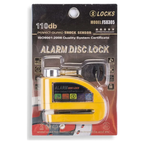 Alarmlı Disk Kilidi Sarı Renk - Görsel 2