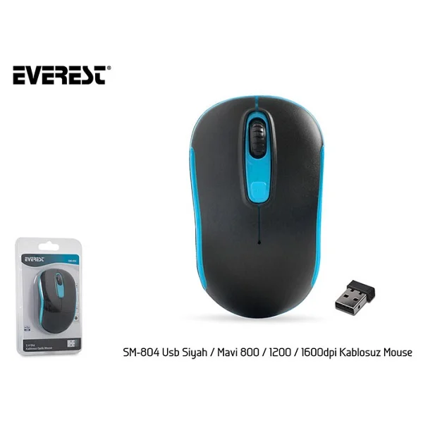 Everest Sm-804 Siyah-Mavi Optik Kablosuz Mouse - Görsel 5