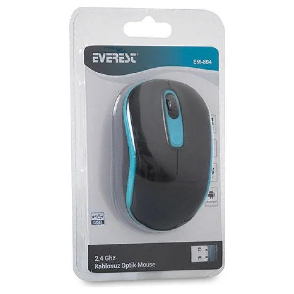 Everest Sm-804 Siyah-Mavi Optik Kablosuz Mouse - Görsel 6