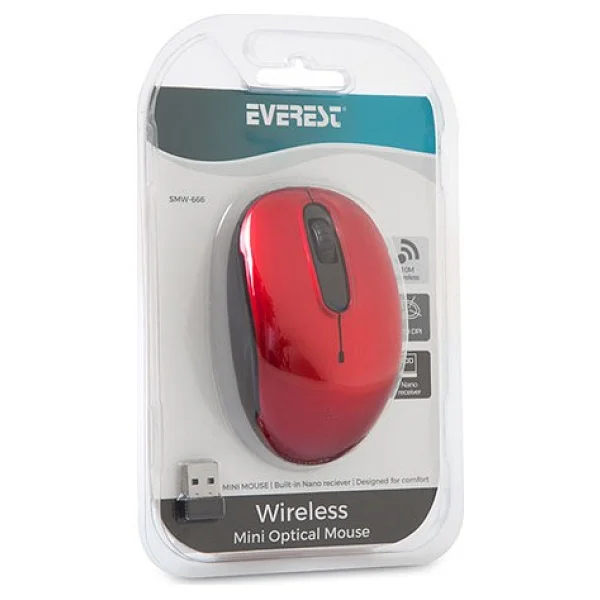 Everest Smw-666 Kırmızı Optik Kablosuz Mouse - Görsel 5