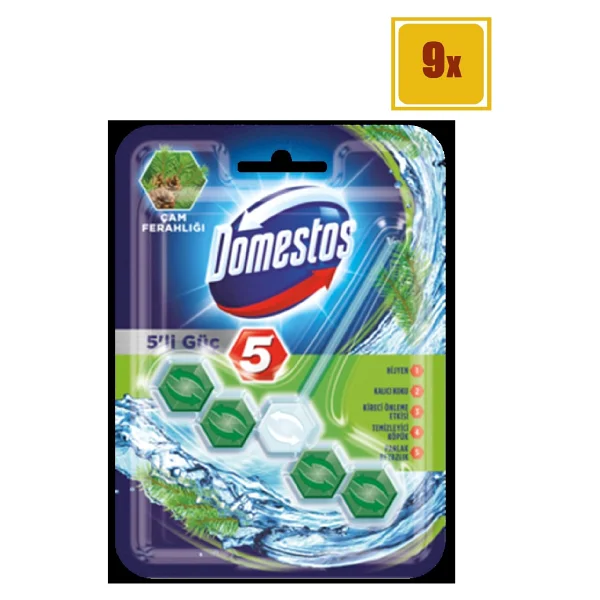 Domestos Wc Blok 5'li Güç Çam Ferahlığı 9 Adet - Görsel 3