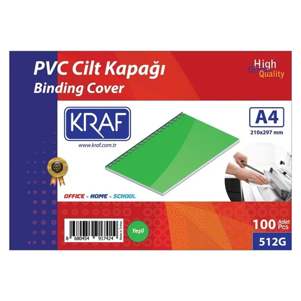 Kraf Cilt Kapagi A4 160 Mic. 100 Lü Yesil 512G - Görsel 3