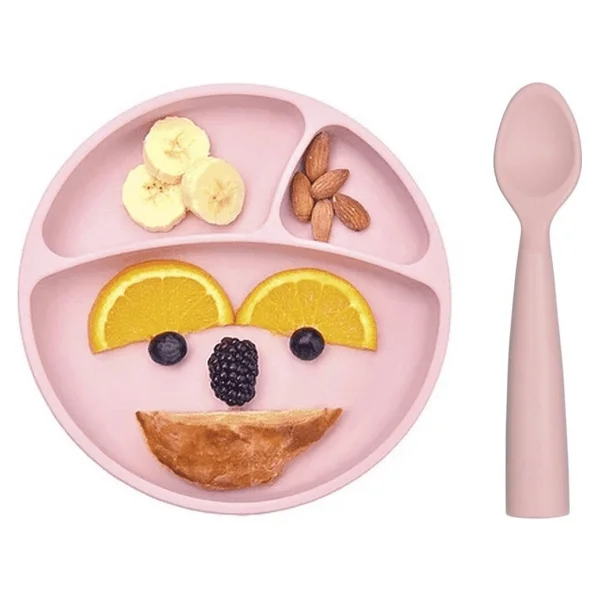Oioi Mavi Vakum Tabanlı Silikon Tabak Ve Kaşık Set - Görsel 6