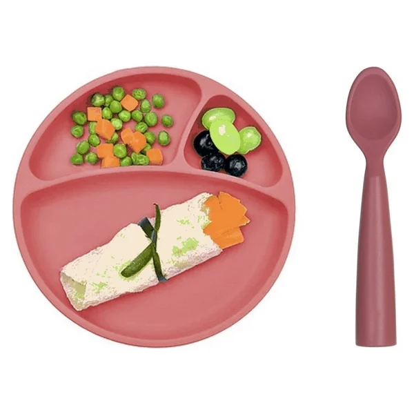 Oioi Mavi Vakum Tabanlı Silikon Tabak Ve Kaşık Set - Görsel 5