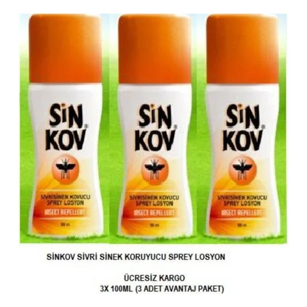Sinkov Sivrisinek Kovucu Losyon Sinek Koruyucu Spray 3X100 Ml. - Krem - Görsel 2