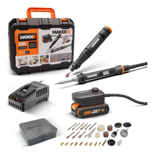Worx Wx988 20 V 2.0 Ah Gravür Seti + Dijital Ahşap Yakma Seti - Görsel 7