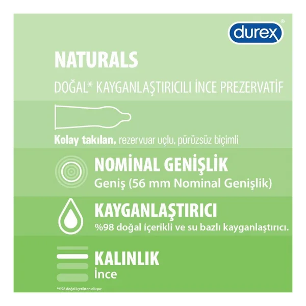 Durex Naturals Doğal Kayganlaştırıcılı 40'lı İnce Prezervatif - Görsel 2
