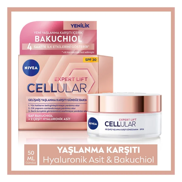 Nivea Cellular Expert Lift Saf Bakuchiol Gelişmiş Gündüz Ve Gece Yüz Kremi 50ml - Görsel 2